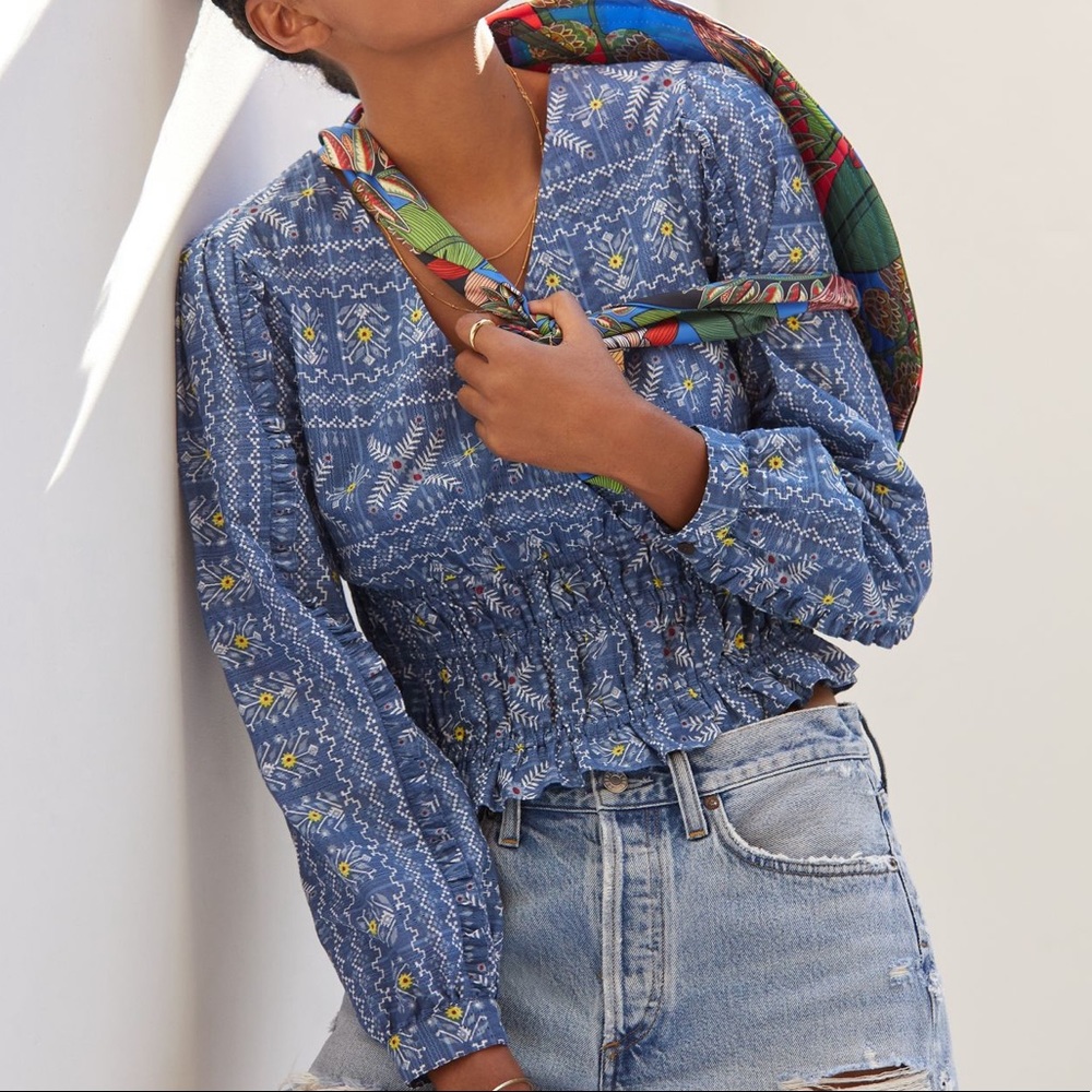 Anthropologie Forever That Girl Embroidered Smock Blouse